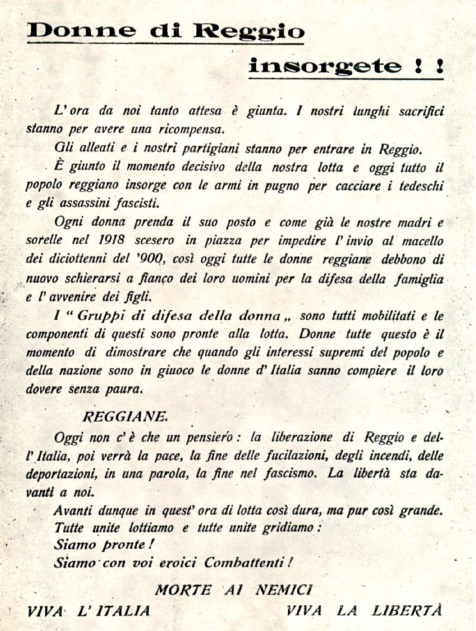 Manifesto del Comitato di Difesa della Donna, 26 settembre 1944